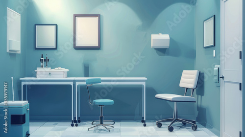 3D doctor office medical desk stethoscope hospital desk environment healthcare working atmosphere atmosphere in a hospital background