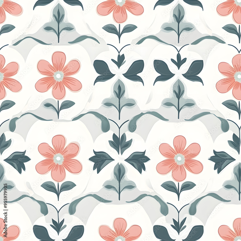 Obraz premium Japanese-style 2D illustrator doodle patterns for floor tiles and wallpaper
