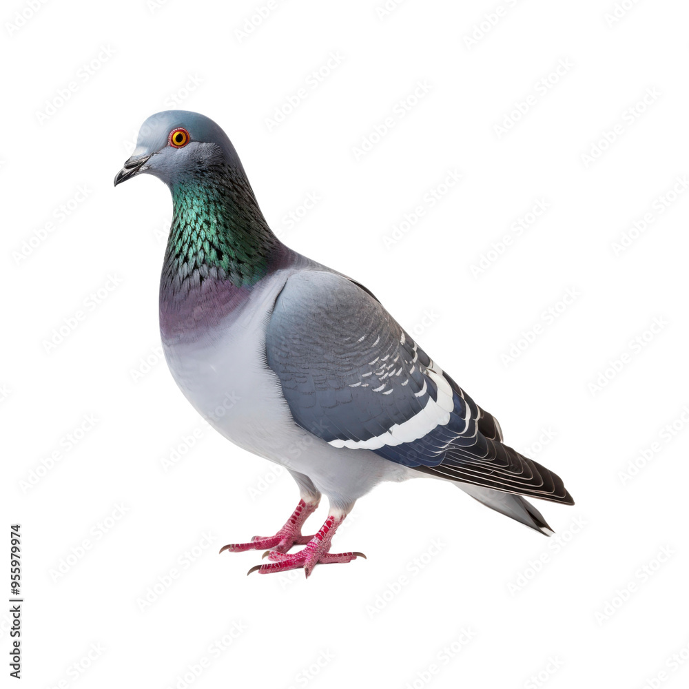 Grey pigeon on a white background. Perfect for nature or animal-related designs in need of a simple yet striking image Grey pigeon on a white background. Perfect for nature or animal-related designs in need of a simple yet striking image