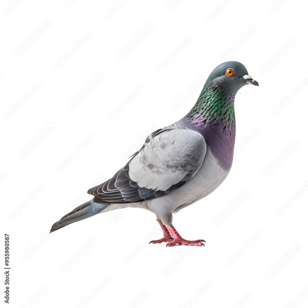 Grey pigeon on a white background. Perfect for nature or animal-related designs in need of a simple yet striking image Grey pigeon on a white background. Perfect for nature or animal-related designs in need of a simple yet striking image