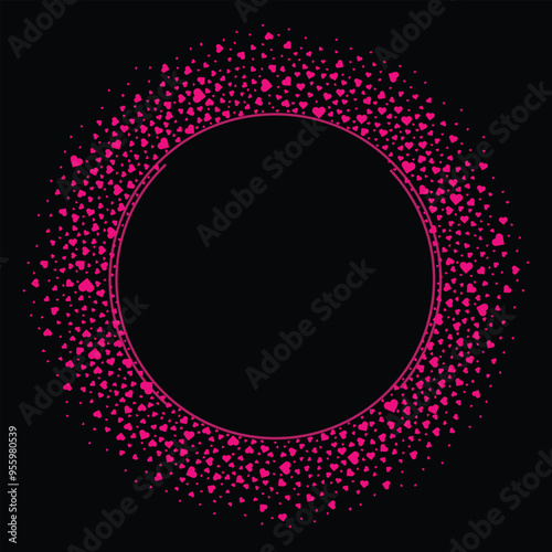 Circle Frame With Love Heart Glitter Transparent Vector 1