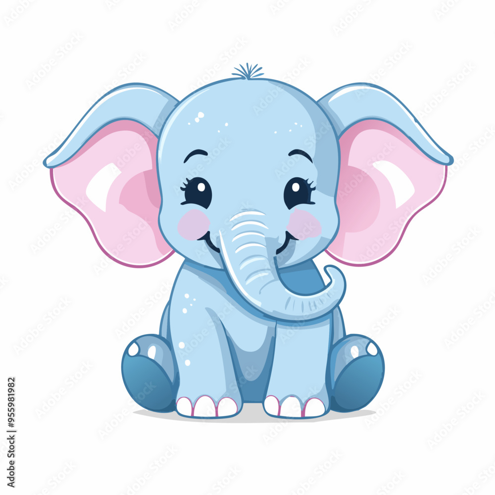 Obraz premium Elephant Cute Small Cartoon Baby Animal Character 
