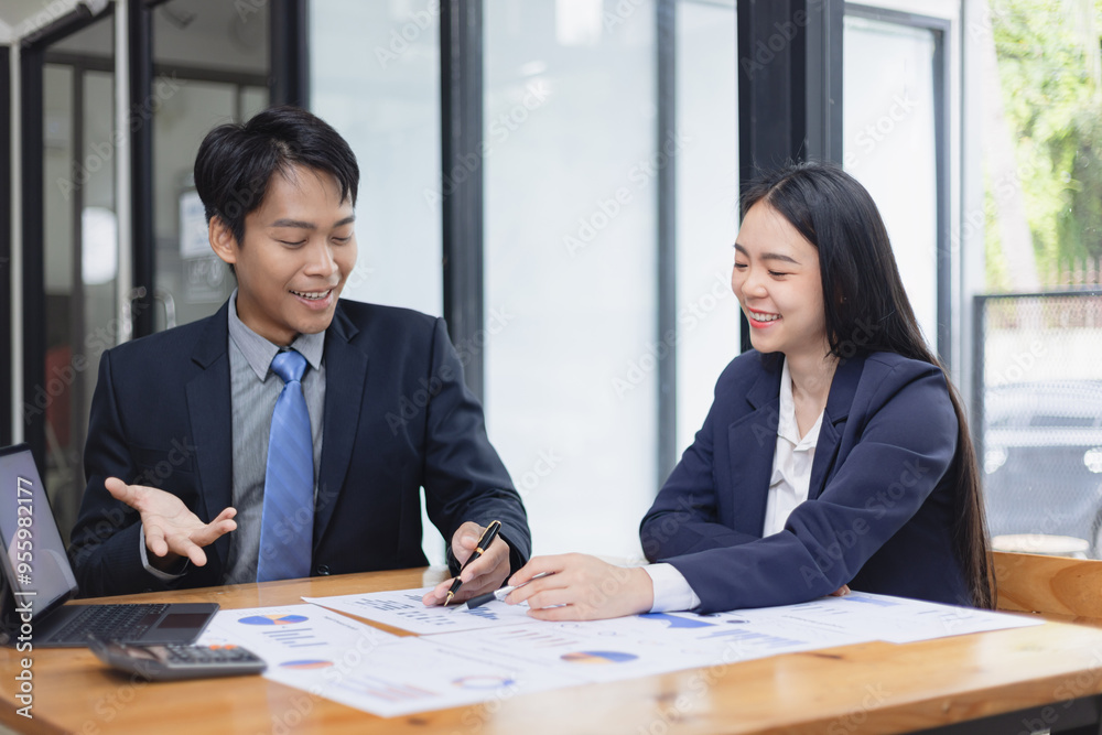 Team of businesswoman working together with analysis report chart in office. Team of businesswoman working together with analysis report chart in office.
