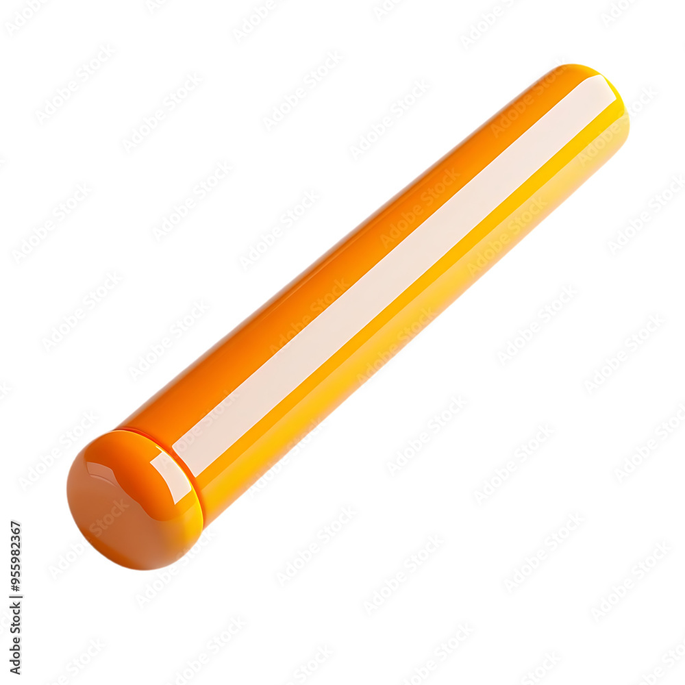 Orange Tube with Transparent Background, a Shiny and Smooth Cylinder with a Reflective Surface Orange Tube with Transparent Background, a Shiny and Smooth Cylinder with a Reflective Surface