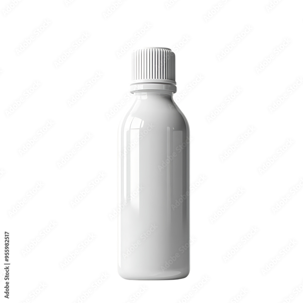 White Plastic Bottle with Transparent Background, Mockup, Design, Packaging, Container, Liquid, Product, Presentation, Advertising, Brand