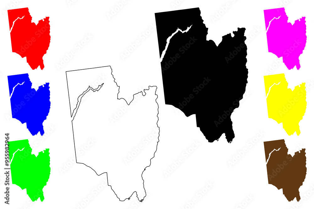 Fototapeta premium Saratoga County, New York State (U.S. county, United States of America, USA, U.S., US) map vector illustration, scribble sketch Saratoga map