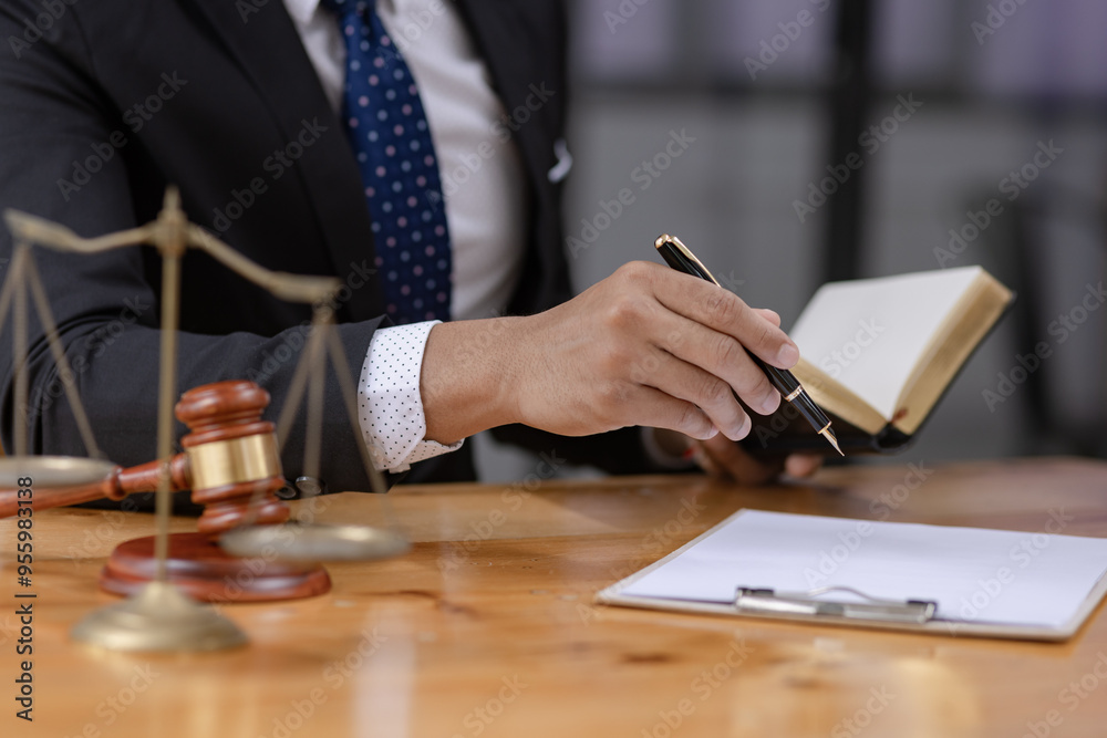 Lawyer or judge consult, male lawyers discussing about contract and agreement concept.
Lawyer or judge consult, male lawyers discussing about contract and agreement concept.