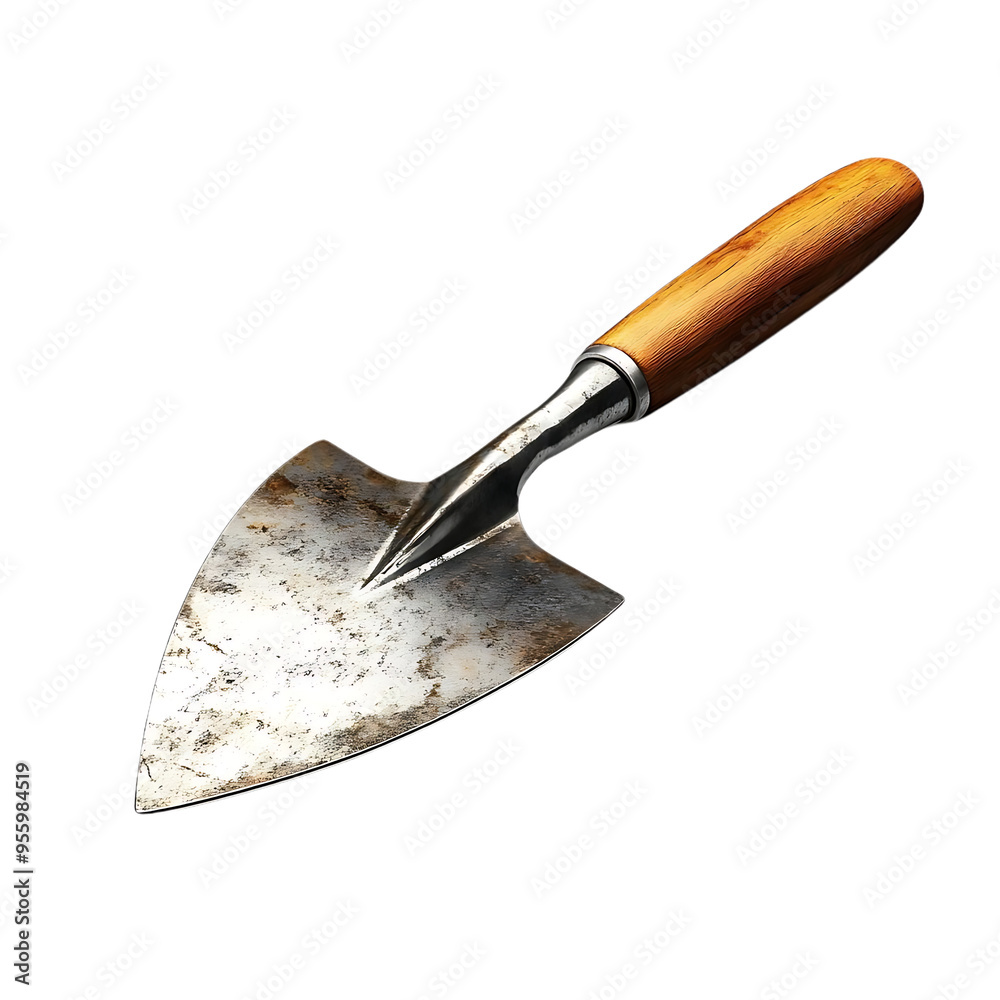 Rusty Garden Trowel with a Wooden Handle Isolated on a Transparent Background Rusty Garden Trowel with a Wooden Handle Isolated on a Transparent Background