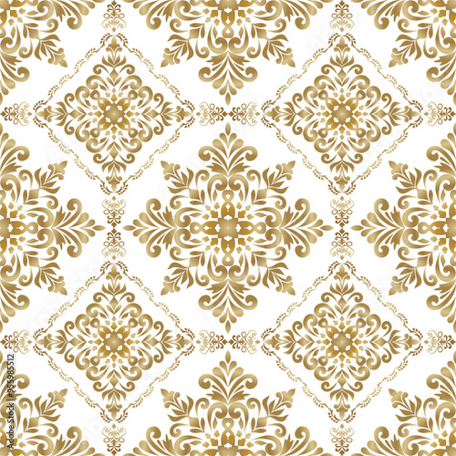 Classic Damask seamless pattern, Vintage gold design, element style, flower ornament, Luxury Ornamental lace tracery, wallpaper, Victorian background, Vector Illustration for Elegant Textile Design
