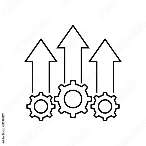 Operational excellence production growth icon vector design outline style