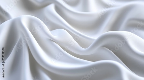 Elegant white satin silk with waves, abstract background.