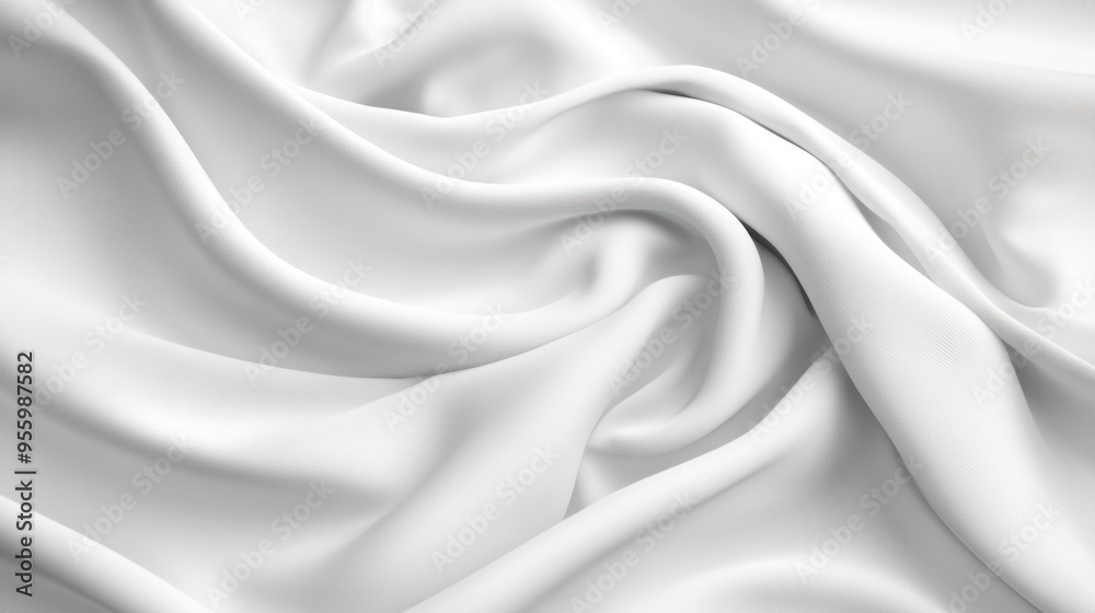 Obraz premium Elegant white satin silk with waves, abstract background.