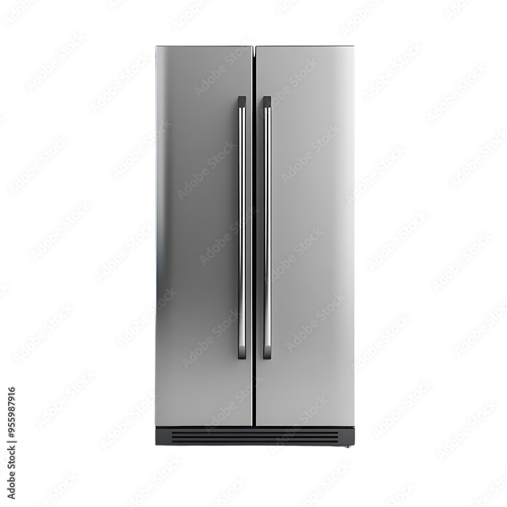 Stainless Steel Refrigerator with French Doors and a Transparent Background Stainless Steel Refrigerator with French Doors and a Transparent Background