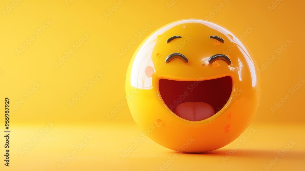 Fototapeta premium 3D rendering of happy and laughing emoticons
