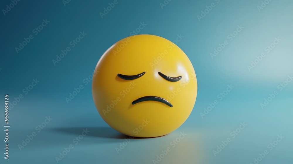 3D illustration of sad and frustrated face