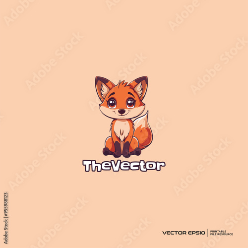 c3-02Fox sitting logo, vector, mascot, character, cartoon, illustration, eps10