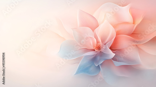 Elegant digital art of a pastel flower, embodying tranquility with its soft hues and delicate textures.
