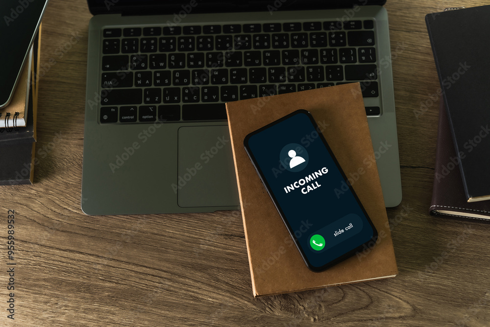 INCOMING CALL on Smartphone interface communication on a display INCOMING CALL on Smartphone interface communication on a display