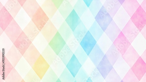 Cute Pastel Gingham Seamless Pattern Background with Soft Rainbow Colors and Copy Space Area for Dreamy Wallpaper Design