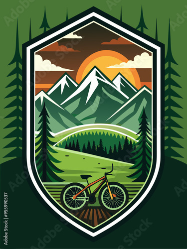 Mountain Biking at Sunset in a Forest Landscape