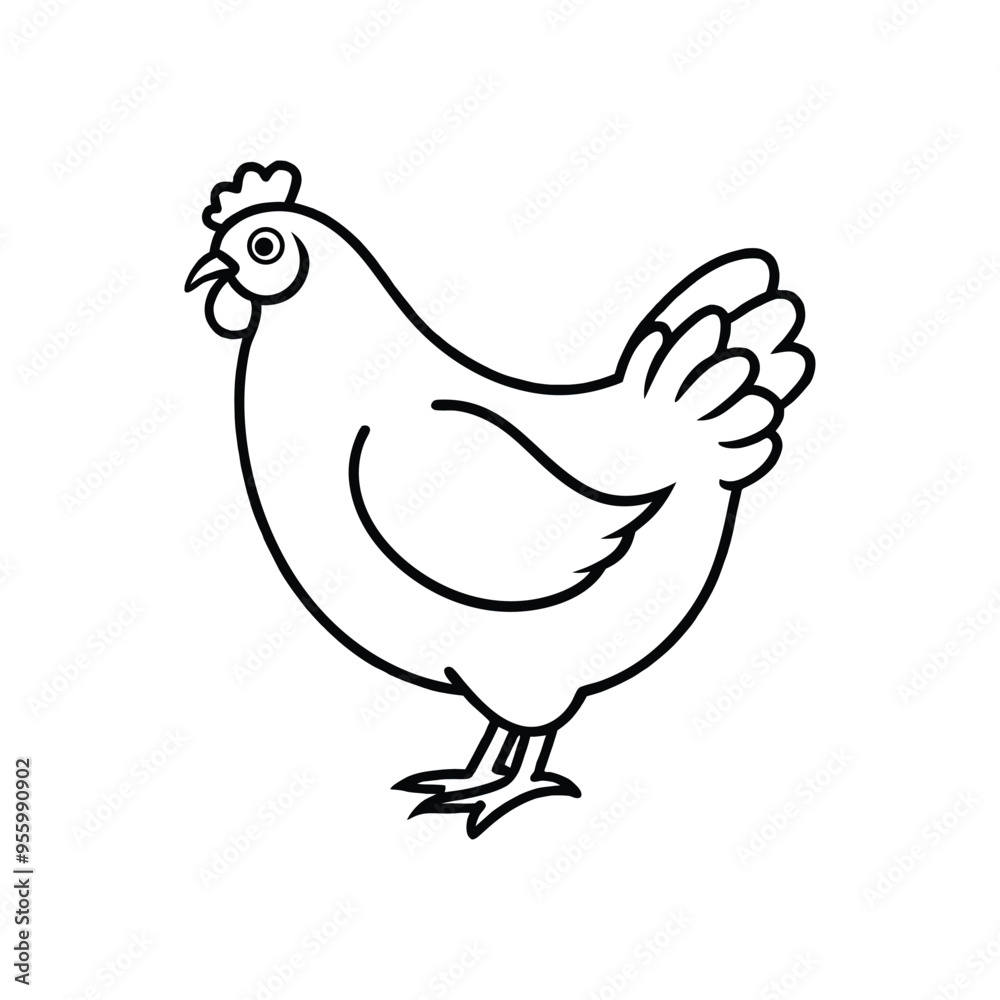 Flat Chicken Icon Graphic Design. Hen Line Art Template Elements Flat Chicken Icon Graphic Design. Hen Line Art Template Elements