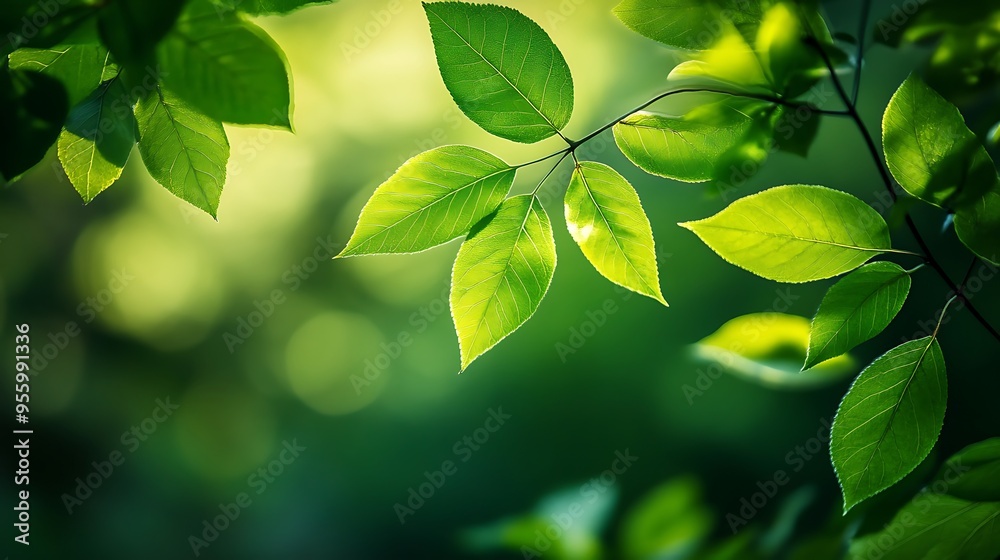 Close-up of Lush Green Leaves with Sunlight Close-up of Lush Green Leaves with Sunlight