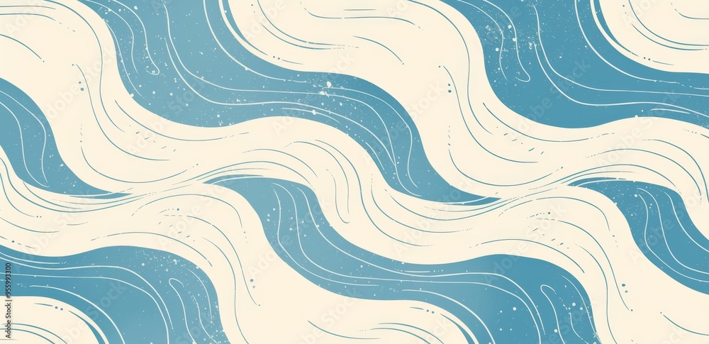 Light blue and cream background with wavy lines seamless pattern Light blue and cream background with wavy lines seamless pattern