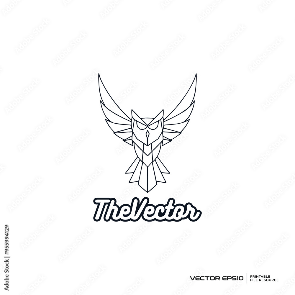 Obraz premium bird line art logo, vector, mascot, character, cartoon, illustration, eps10