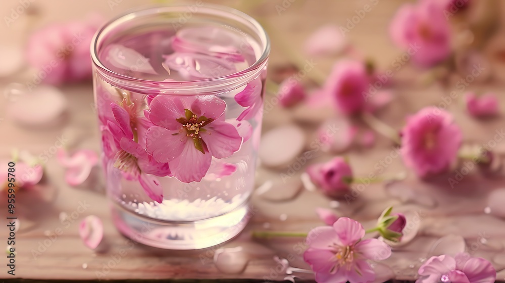 Drink delightful pink flower water to stay hydrated
