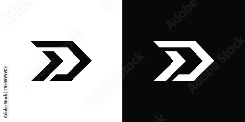 Modern Geometric Letter D Logo - Bold Black and White Design