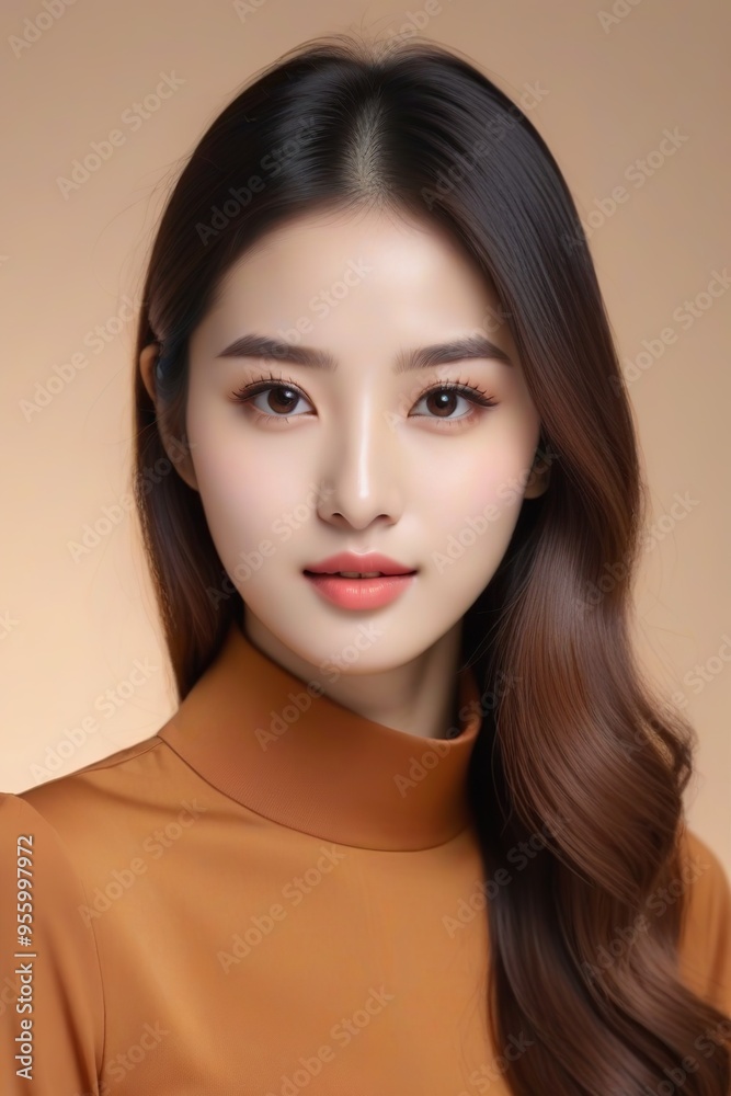 Beautiful Fashion Model with Flawless Skin and Sensual Lips