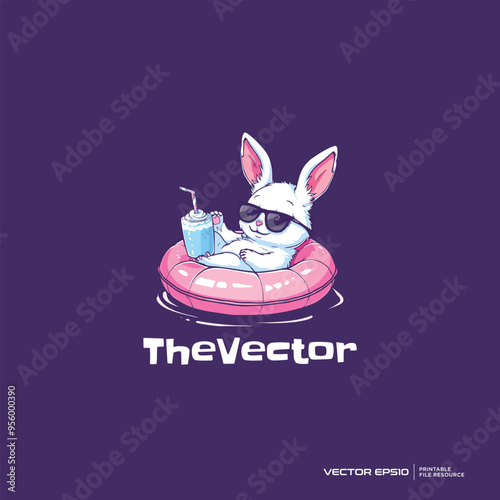 Cool bunny chilling logo, vector, mascot, character, cartoon, illustration, eps10
