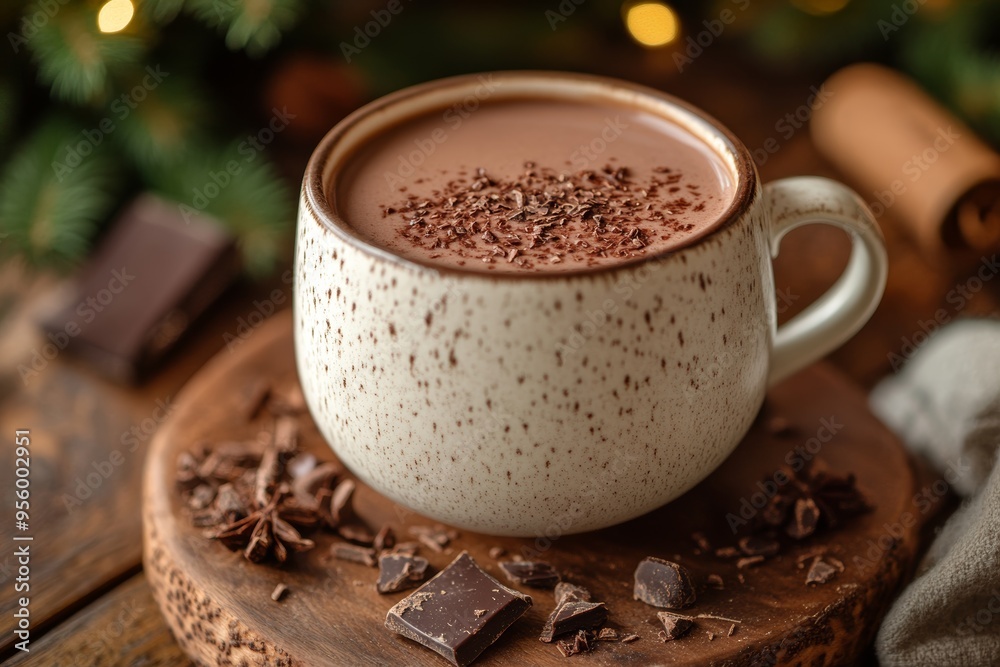 Cup of hot cocoa made with dark chocolate, brain-boosting drink, comforting and healthy. Cup of hot cocoa made with dark chocolate, brain-boosting drink, comforting and healthy.