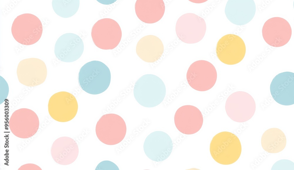 Pastel-Colored Polka Dots on a White Background Pastel-Colored Polka Dots on a White Background
