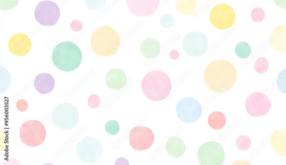 Pastel-Colored Polka Dots on a White Background Pastel-Colored Polka Dots on a White Background