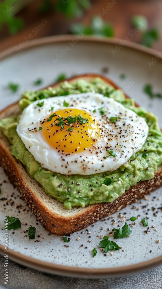 Whole grain toast topped with mashed avocado and a poached egg, brain-boosting breakfast, nutrient-packed and delicious. Whole grain toast topped with mashed avocado and a poached egg, brain-boosting breakfast, nutrient-packed and delicious.