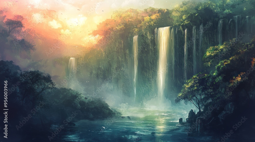 digital painting with a landscape theme digital painting with a landscape theme