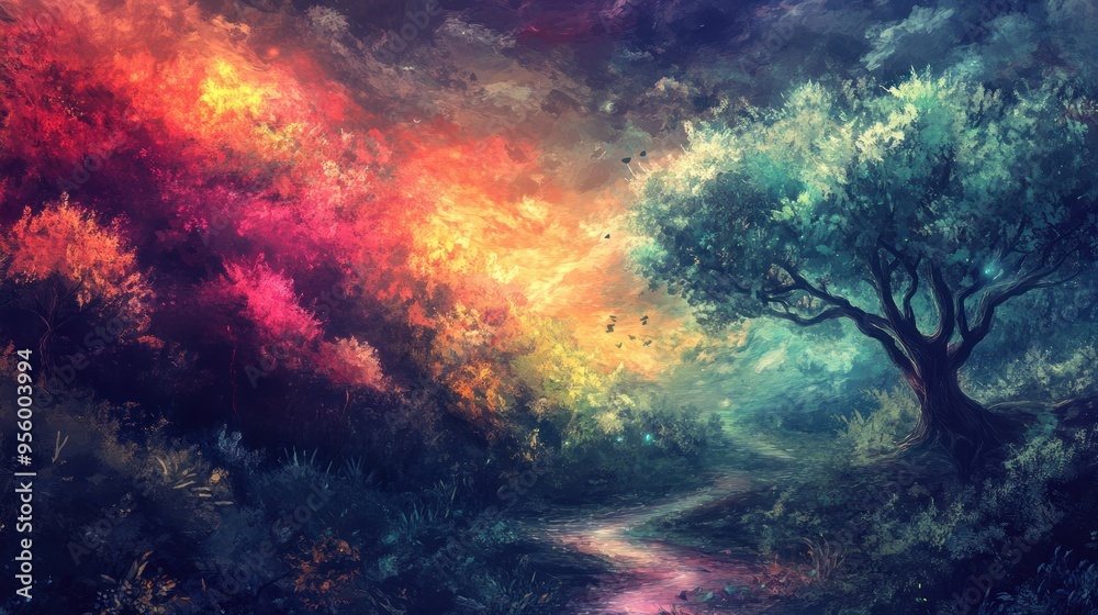 digital painting with a landscape theme digital painting with a landscape theme