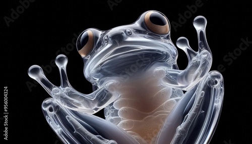 Detailed Close-Up of a Glass Frog’s Transparent Skin Revealing Intricate Internal Features