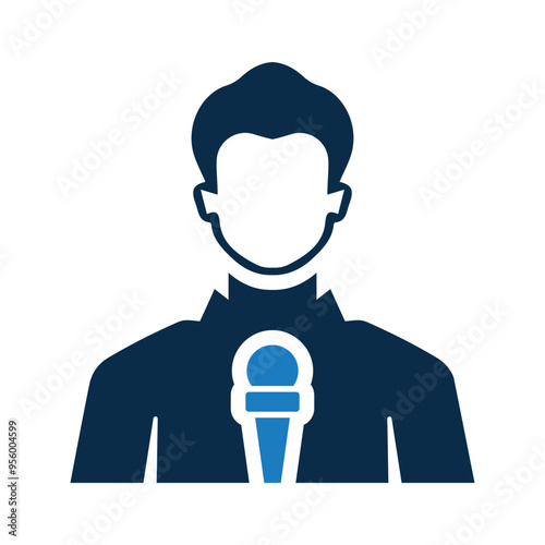 Man, reporter, journalist icon. Simple color vector.