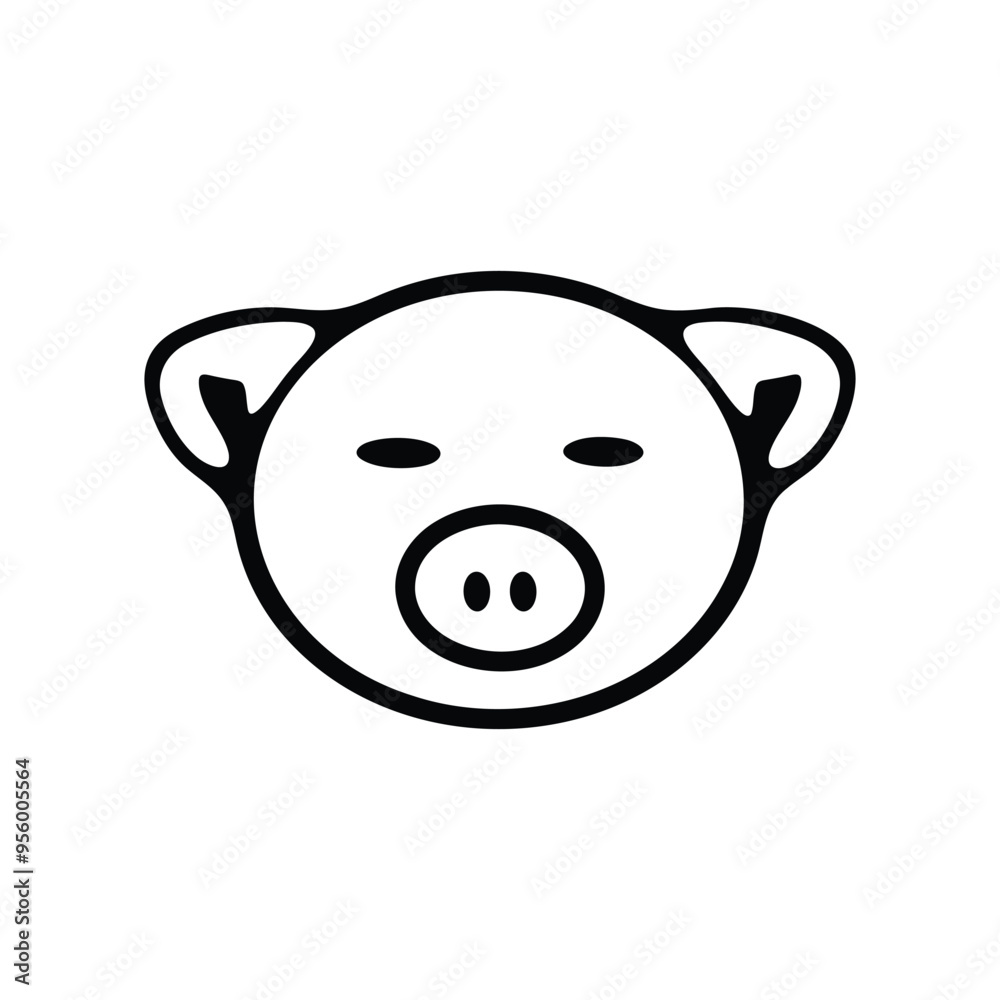 A black and white outline of a pig's face, featuring round ears, small eyes, and a prominent snout. A black and white outline of a pig's face, featuring round ears, small eyes, and a prominent snout.