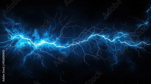 Blue lightning strikes photo