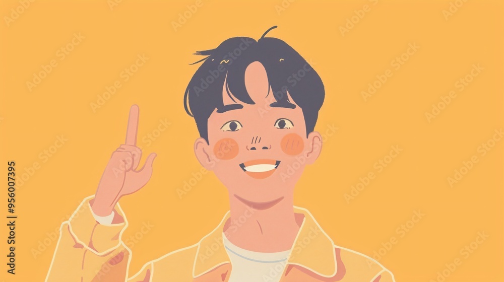 A charming illustration portrays a Korean man A charming illustration portrays a Korean man