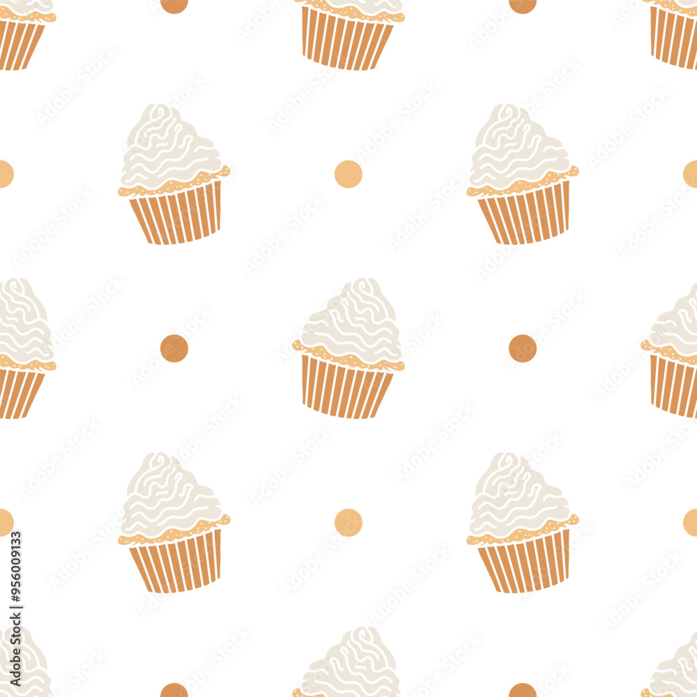 Seamless patterns of Cupcake cartoon doodle. Seamless patterns of Cupcake cartoon doodle.