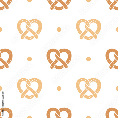 Seamless patterns of Pretzel cartoon doodle.