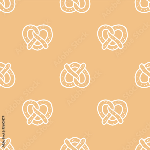 Seamless patterns of Pretzel cartoon doodle.