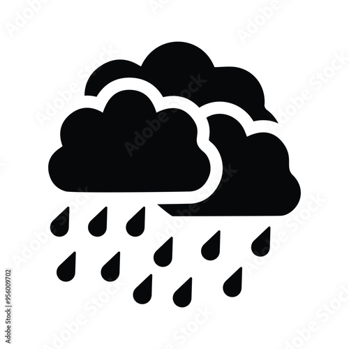 Rain, cloud, weather icon. Black vector graphics. photo