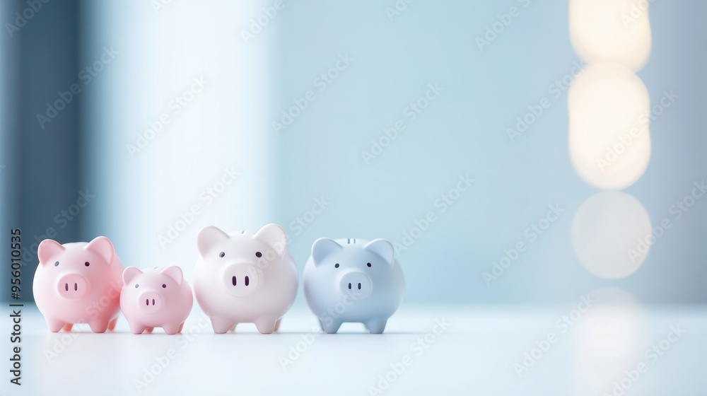 A group of piggy banks of different sizes, representing the diversity of saving goals. A group of piggy banks of different sizes, representing the diversity of saving goals.