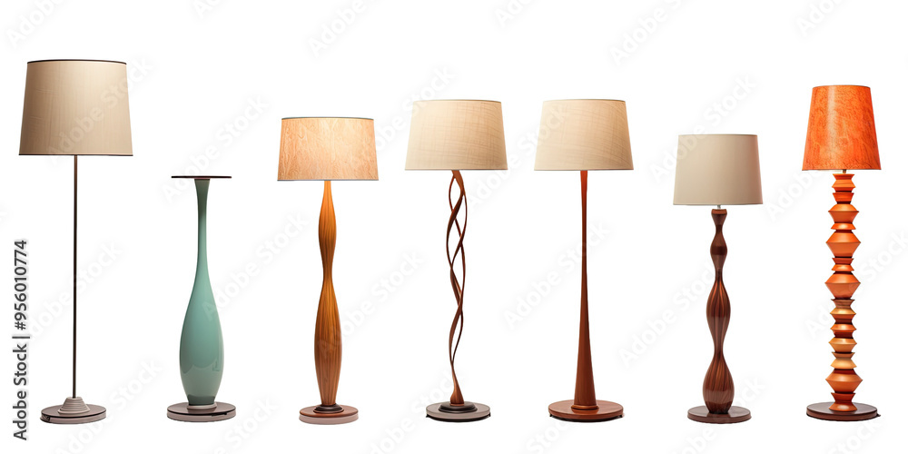 Collection of Beautiful Floor Lamps on transparent background, png Collection of Beautiful Floor Lamps on transparent background, png