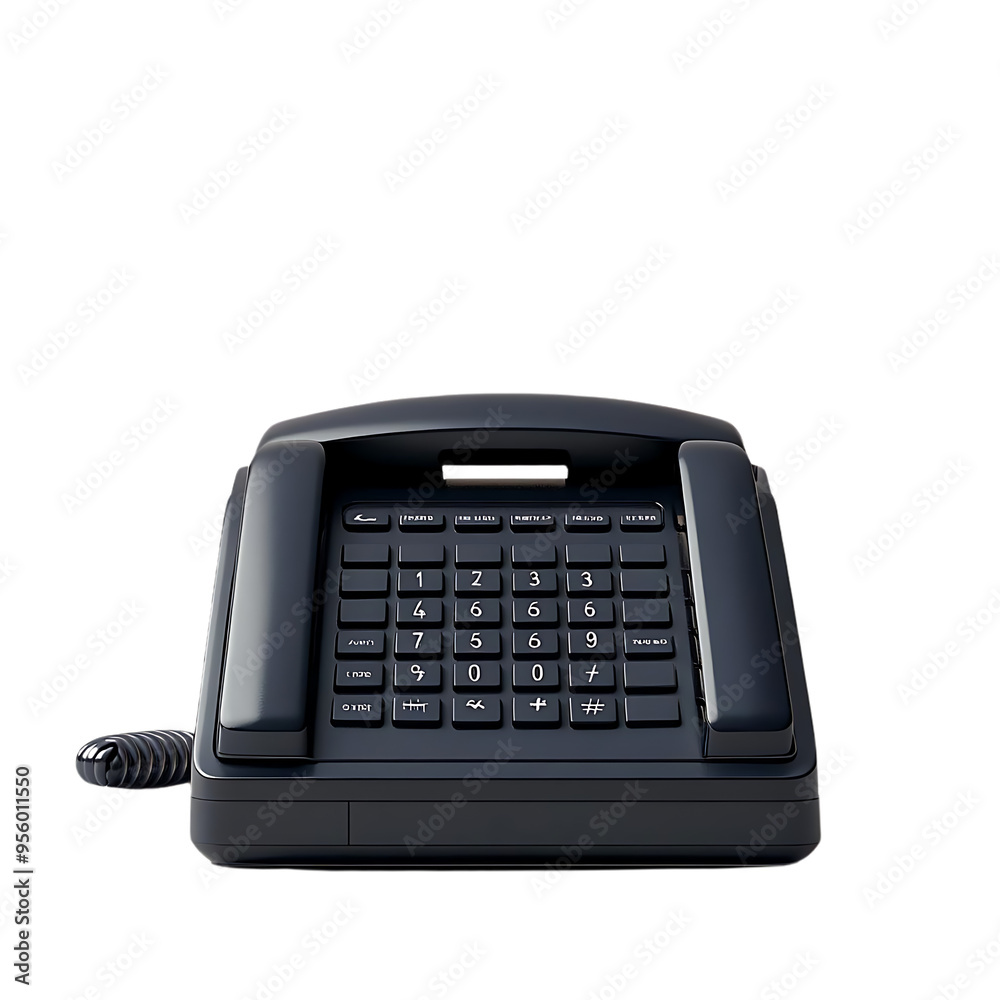Black Corded Phone with Transparent Background, A Classic Device for Communication Black Corded Phone with Transparent Background, A Classic Device for Communication